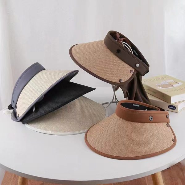 sun visor unisex straw hats wholesale beach daily open top straw hat custom logo summer designer straw cap - Image 3