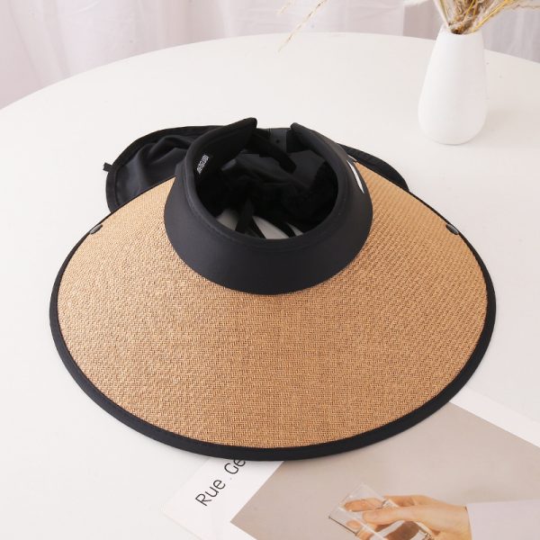 sun visor unisex straw hats wholesale beach daily open top straw hat custom logo summer designer straw cap - Image 4
