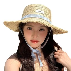 vintage beach girls straw cowboy hat wholesale one piece sun visor straw caps custom paper straw hats