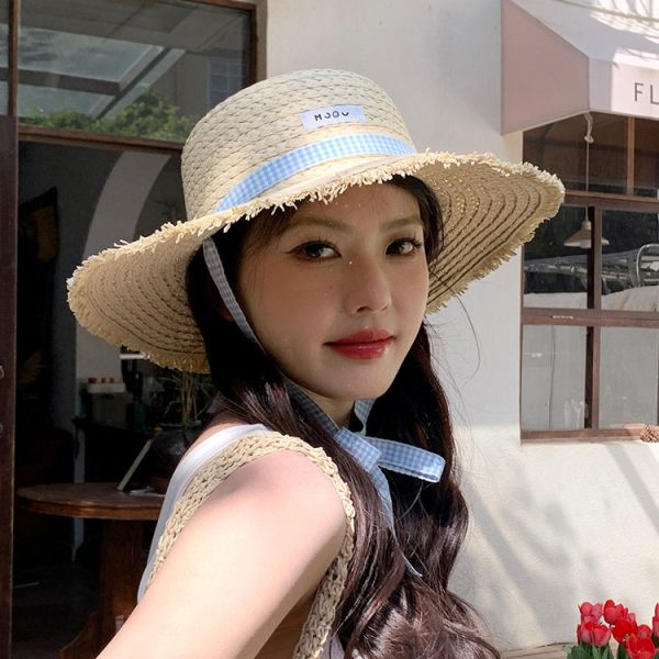 vintage beach girls straw cowboy hat wholesale one piece sun visor straw caps custom paper straw hats - Image 5