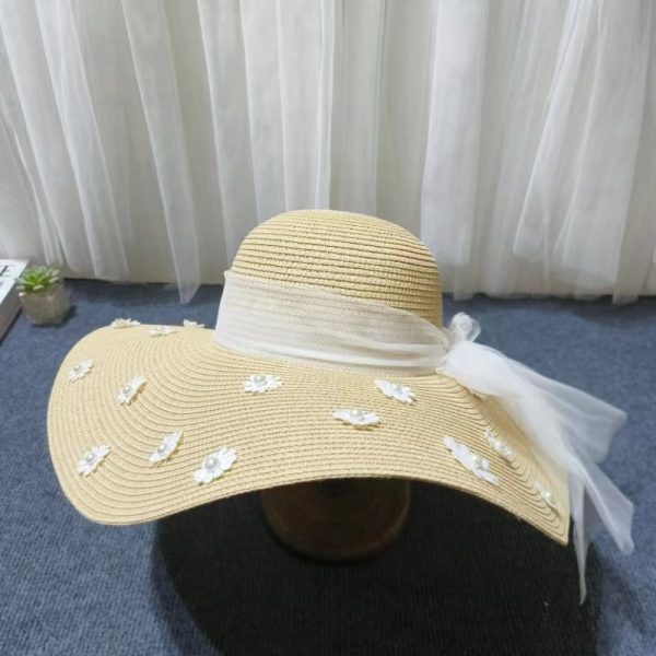 paper large straw hats custom brim design straw caps wholesale beach sun hats for women summer straw - Image 2