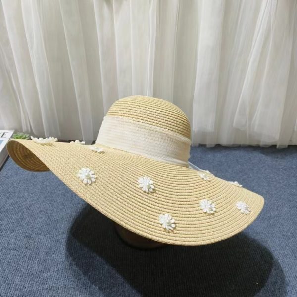 paper large straw hats custom brim design straw caps wholesale beach sun hats for women summer straw - Image 3