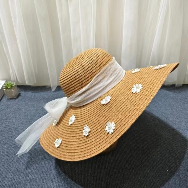 paper large straw hats custom brim design straw caps wholesale beach sun hats for women summer straw - Image 4