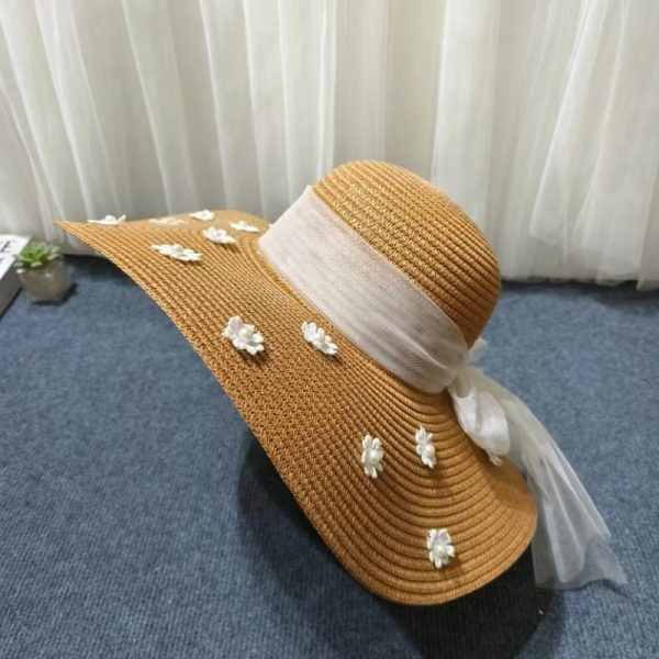 paper large straw hats custom brim design straw caps wholesale beach sun hats for women summer straw - Image 5