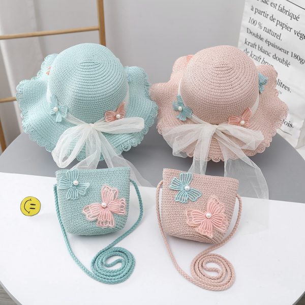 wholesale kids girls beach straw hats high quality summer straw hat sun designer baby custom straw caps