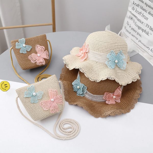 wholesale kids girls beach straw hats high quality summer straw hat sun designer baby custom straw caps - Image 2