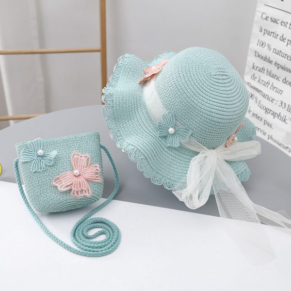 wholesale kids girls beach straw hats high quality summer straw hat sun designer baby custom straw caps - Image 4
