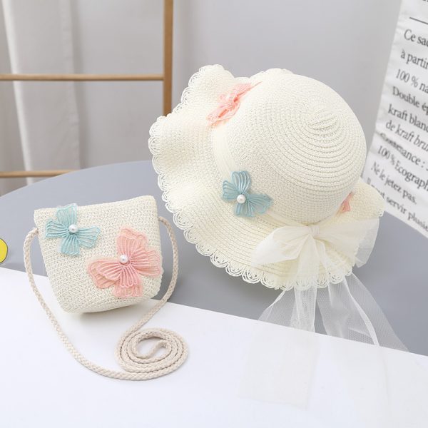wholesale kids girls beach straw hats high quality summer straw hat sun designer baby custom straw caps - Image 5