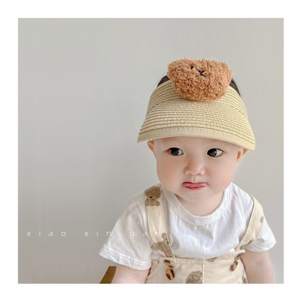 sun visor open top kids straw hats designer cartoon baby summer straw hat beach popular children's straw hat - Image 2