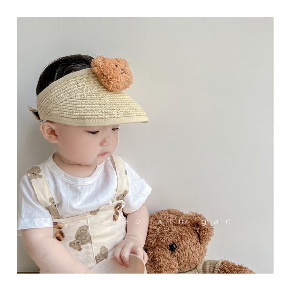 sun visor open top kids straw hats designer cartoon baby summer straw hat beach popular children's straw hat - Image 3