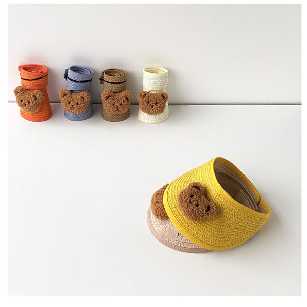 sun visor open top kids straw hats designer cartoon baby summer straw hat beach popular children's straw hat - Image 5