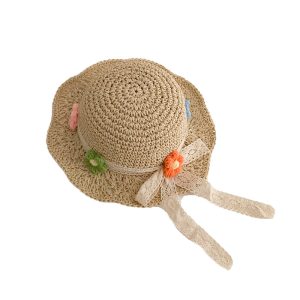 colorful flower kids straw caps wholesale sun summer beach baby straw hats custom designer children's straw hat