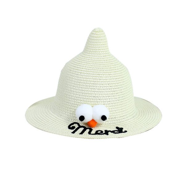 popular cartoon baby straw hat custom logo kids sun visor straw caps wholesale farmers summer straw hat