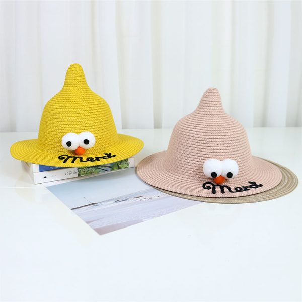 popular cartoon baby straw hat custom logo kids sun visor straw caps wholesale farmers summer straw hat - Image 3