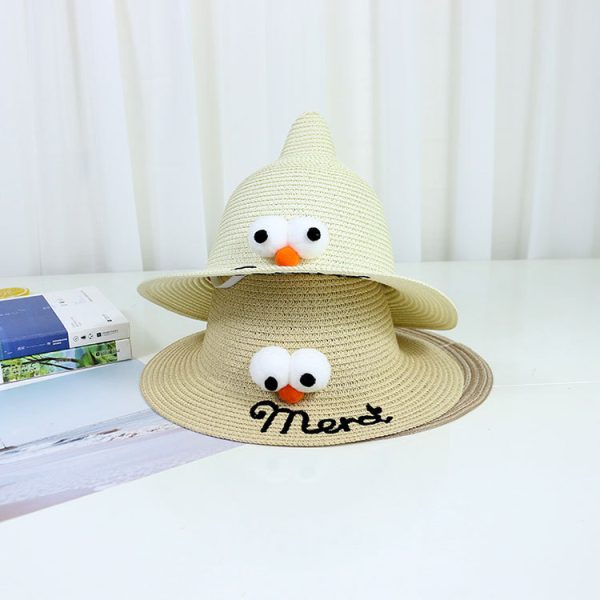 popular cartoon baby straw hat custom logo kids sun visor straw caps wholesale farmers summer straw hat - Image 5