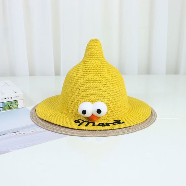 popular cartoon baby straw hat custom logo kids sun visor straw caps wholesale farmers summer straw hat - Image 6