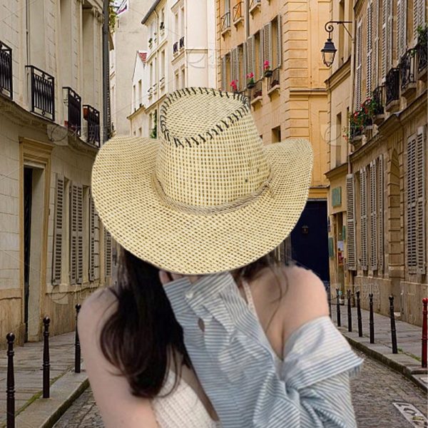 wholesale straw cowboy hat hiking unisex summer straw caps sombrero custom solid color sun straw hats - Image 2