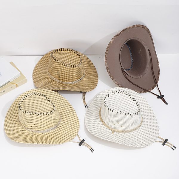 wholesale straw cowboy hat hiking unisex summer straw caps sombrero custom solid color sun straw hats - Image 3