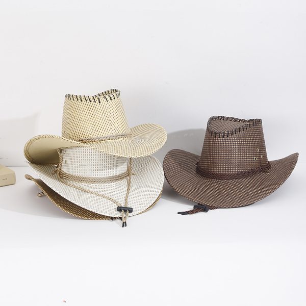 wholesale straw cowboy hat hiking unisex summer straw caps sombrero custom solid color sun straw hats - Image 4