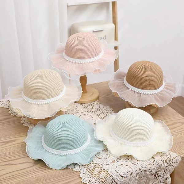 beach sun visor straw hats women children wholesale straw caps custom travel popular wide brim straw hat - Image 2