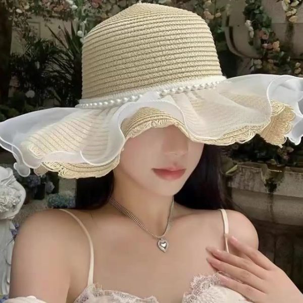 beach sun visor straw hats women children wholesale straw caps custom travel popular wide brim straw hat - Image 4