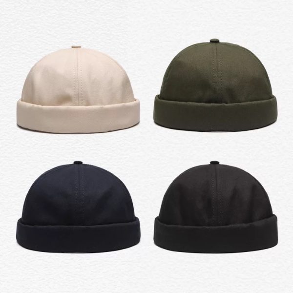 custom high quality solid color dome brimless caps six panel cap sunscreen visor retro landlord hat for men mikihat ball ca - Image 3
