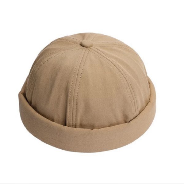 custom high quality solid color dome brimless caps six panel cap sunscreen visor retro landlord hat for men mikihat ball ca - Image 4