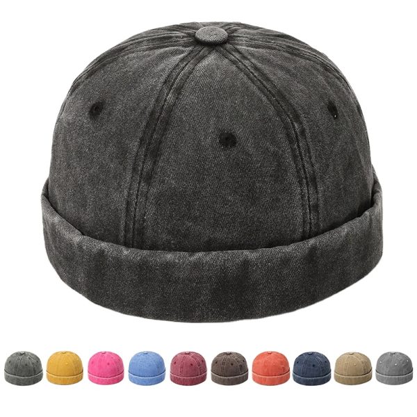 Custom solid color Cotton brimless hat dome landlord hat personality retro style Brimless Baseball Cap - Image 2