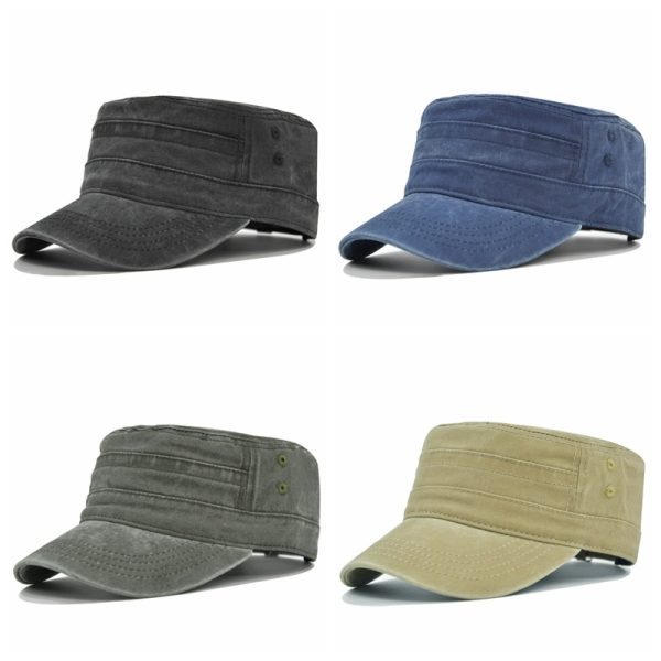 Custom New 100% Cotton Solid Color Flat Top Cap Washed Old Baseball hat Summer Retro Style Adjustable Sun Visor hat - Image 4