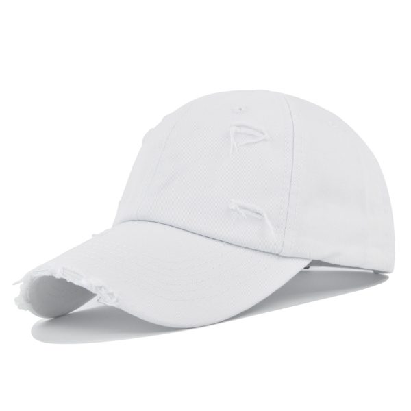 high quality Denim baseball cap Washed solid color ripped sports cap adjustable punk style hat for men dad hat - Image 2
