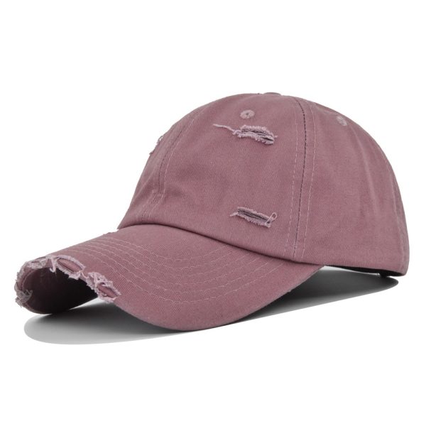 high quality Denim baseball cap Washed solid color ripped sports cap adjustable punk style hat for men dad hat - Image 3