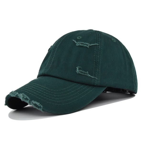 high quality Denim baseball cap Washed solid color ripped sports cap adjustable punk style hat for men dad hat - Image 4