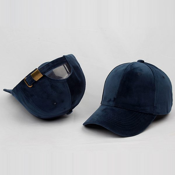 Autumn and winter curved brim baseball cap velvet dome caps hats custom embroidery hat ball caps with Metal Buckle - Image 4