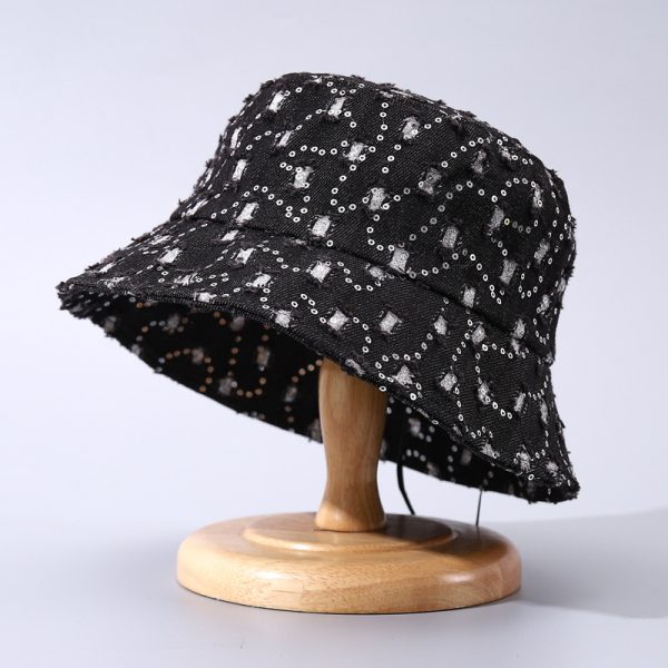 2023 new Summer Cowboy wholesale hole sequin Bucket hat male street hip-hop style Bucket hat adjustable sun hat - Image 2