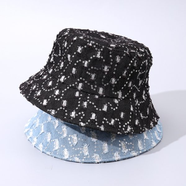 2023 new Summer Cowboy wholesale hole sequin Bucket hat male street hip-hop style Bucket hat adjustable sun hat - Image 3