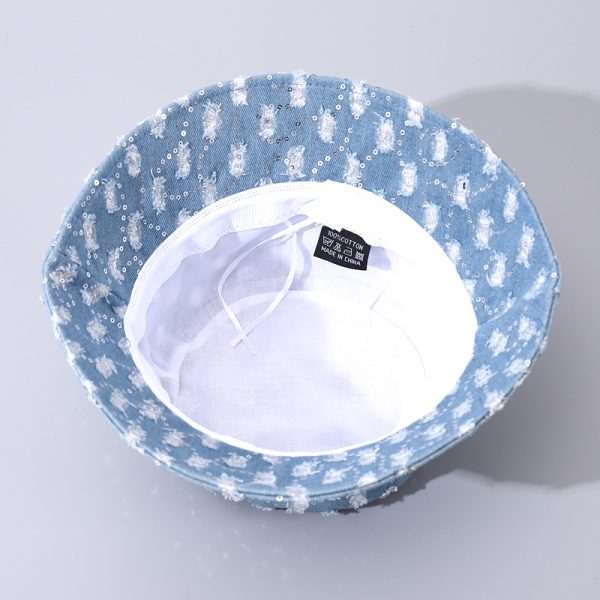 2023 new Summer Cowboy wholesale hole sequin Bucket hat male street hip-hop style Bucket hat adjustable sun hat - Image 5