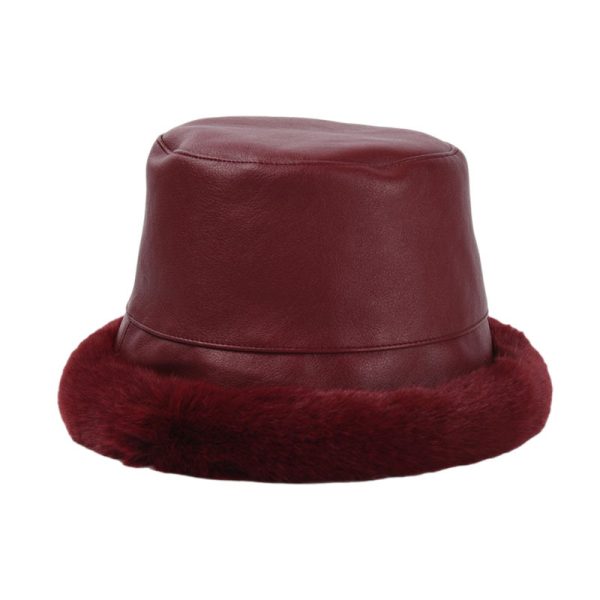 2024 new wholesale  Keep warm in winter fur other hats custom winter hats custom PU fur bucket hat Winter fur cap - Image 4