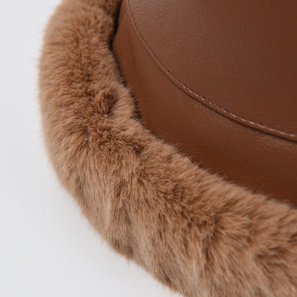 2024 new wholesale  Keep warm in winter fur other hats custom winter hats custom PU fur bucket hat Winter fur cap - Image 6