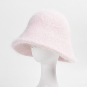 2024 new wholesale knitted rabbit fur other hats custom winter Bucket hats custom INS style rabbit fur hat Winter warmth