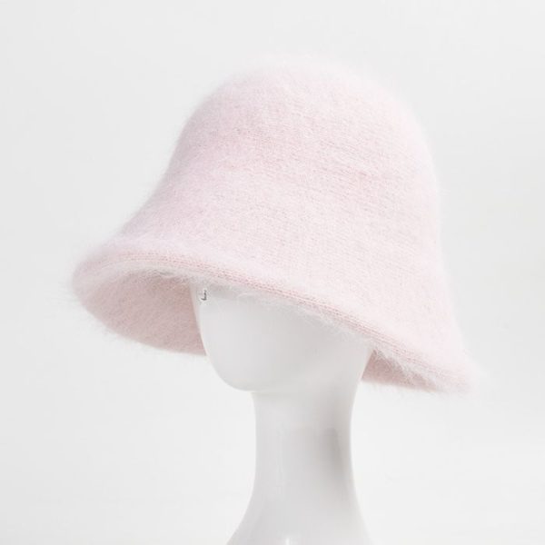 2024 new wholesale knitted rabbit fur other hats custom winter Bucket hats custom INS style rabbit fur hat Winter warmth