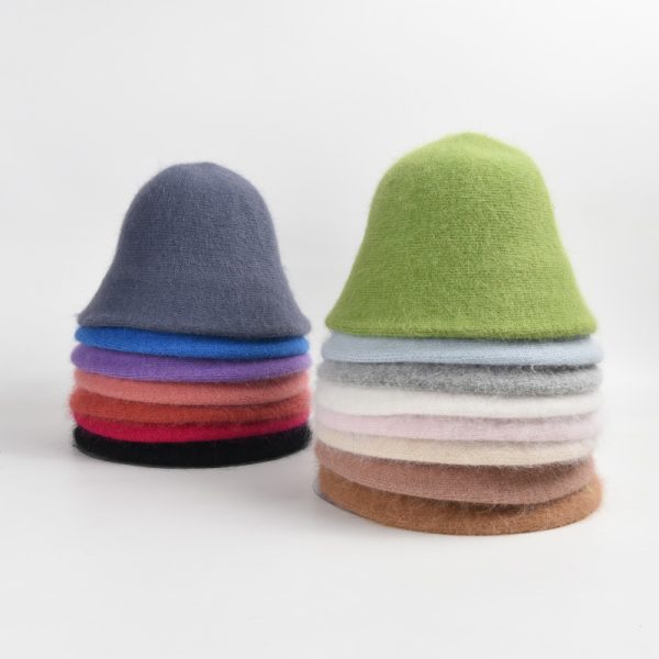 2024 new wholesale knitted rabbit fur other hats custom winter Bucket hats custom INS style rabbit fur hat Winter warmth - Image 2