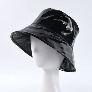 2024 new wholesale fur Bucket hat custom winter cap hats & caps custom PU Bucket hat for women