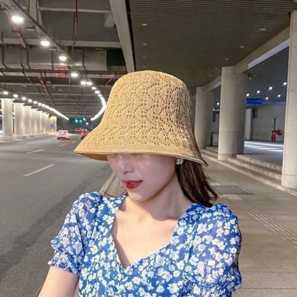 2024 new custom solid color reversible knitted hat fitted designer hat high quality sun caps for woman summer - Image 6