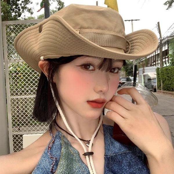 2024 new wholesale summer fishing cap embroidery cowboy hiking hats rope hats outdoor waterproof hats - Image 2