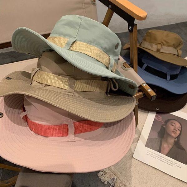 2024 new wholesale summer fishing cap embroidery cowboy hiking hats rope hats outdoor waterproof hats - Image 3