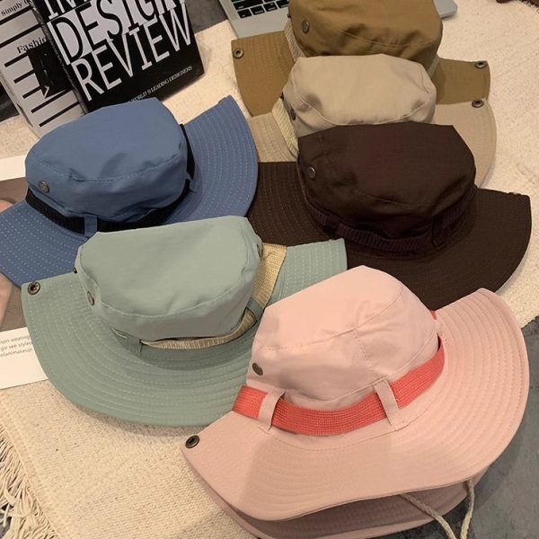 2024 new wholesale summer fishing cap embroidery cowboy hiking hats rope hats outdoor waterproof hats - Image 4