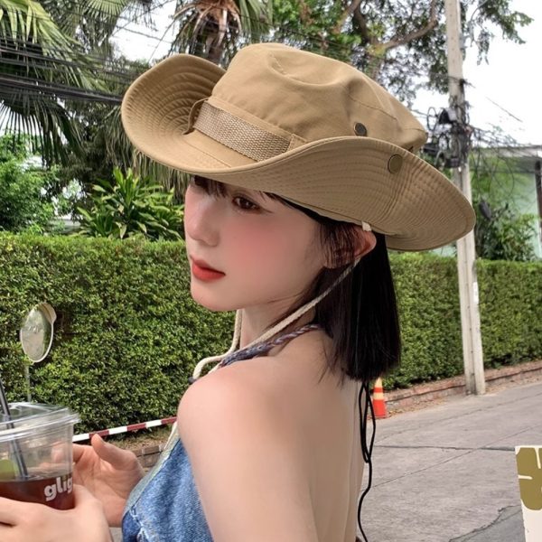2024 new wholesale summer fishing cap embroidery cowboy hiking hats rope hats outdoor waterproof hats - Image 5
