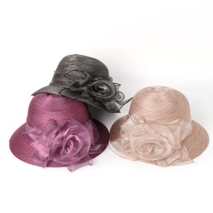 2024 new wholesale organza flowers caps for women summer visor cap travel floppy hat custom rope hats