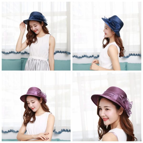 2024 new wholesale organza flowers caps for women summer visor cap travel floppy hat custom rope hats - Image 2