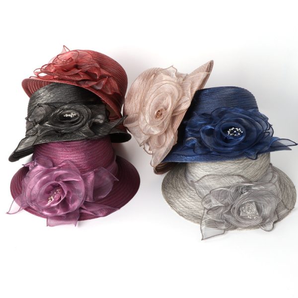 2024 new wholesale organza flowers caps for women summer visor cap travel floppy hat custom rope hats - Image 3